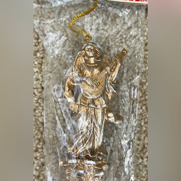 NIP 2 Vintage Paul Minor Gilded Angel Christmas Tree Ornaments Mandolin Flute - Picture 4 of 6